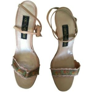 Nude Ombeline ankle Strap Sandals  w/ floral band